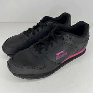 Slazenger Classic Black and Pink Trainers Womens Size 10 Leather Sports Shoes
